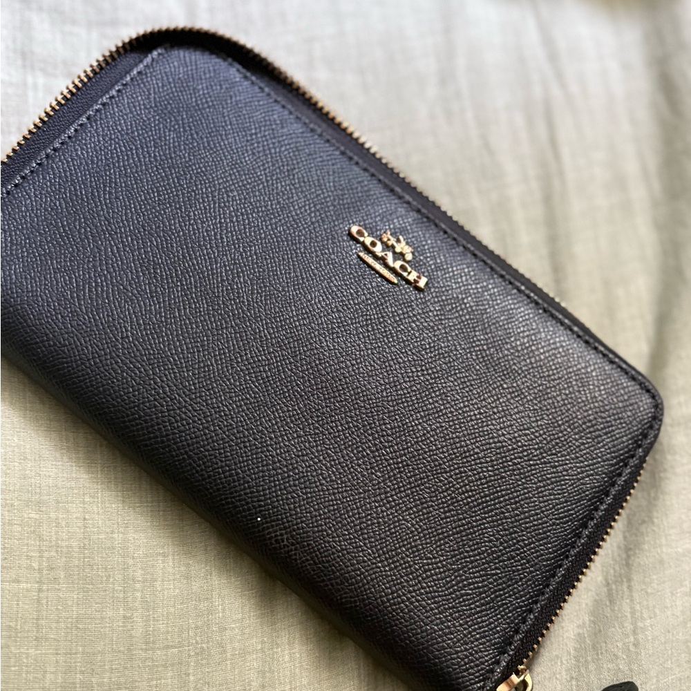 Coach Black Wallet with Gold Accents